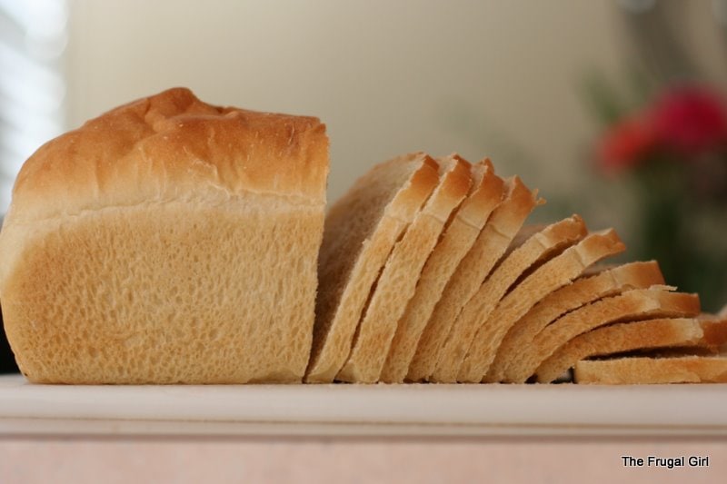 Bread Slicing Machine Freshly Baked Loaf Sliced Close Stock Photo