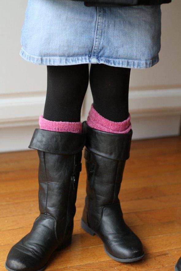 Make Boot Socks from Old Sweaters (super easy!!) - The Frugal Girl