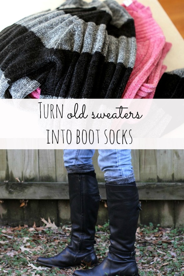 Make Boot Socks from Old Sweaters (super easy!!) - The Frugal Girl