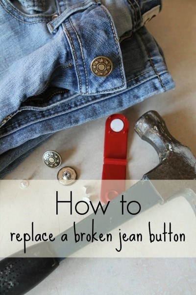 fixing button on jeans