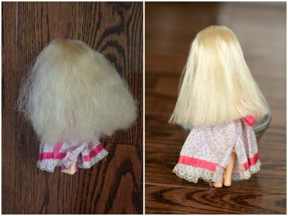 How to fix frizzy doll/pony hair with boiling water (yup!) - The Frugal Girl