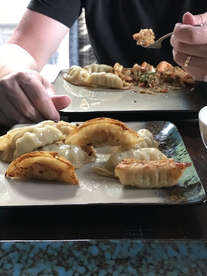 shrimp and potstickers