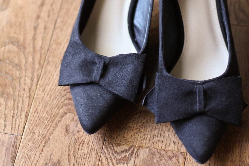 black pumps with bows