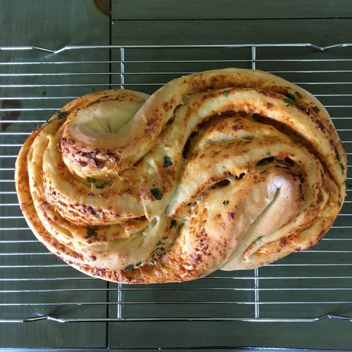 A swirled homemade bread.