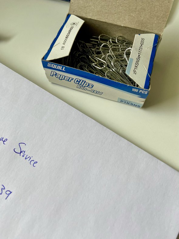 box of paper clips.