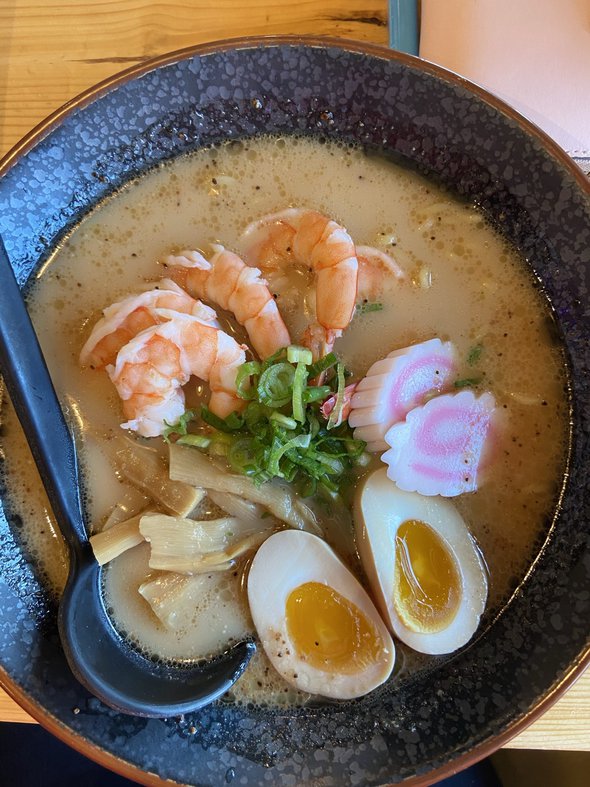 bowl of shrimp ramen.