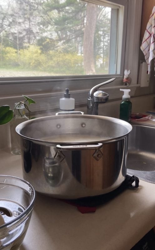 pot of steaming milk.