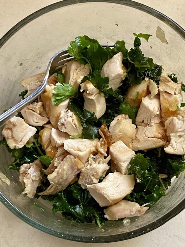 kale and chicken salad.