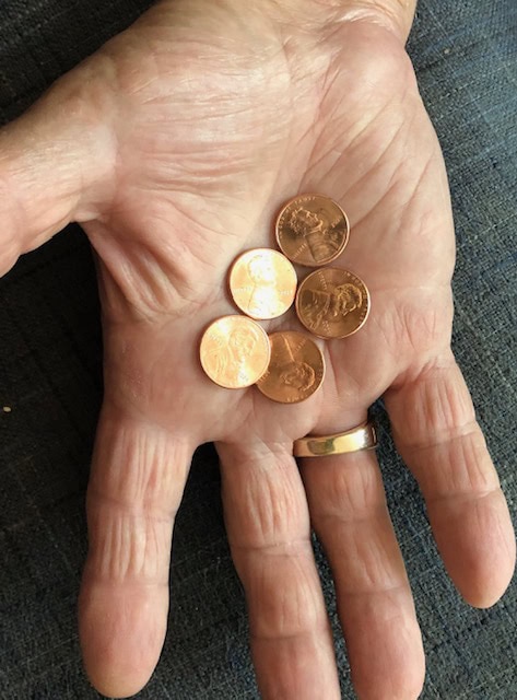 pennies in an open palm