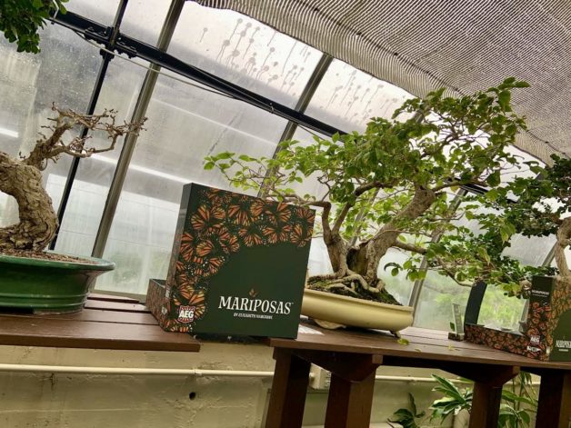 boardgame box in a greenhouse.