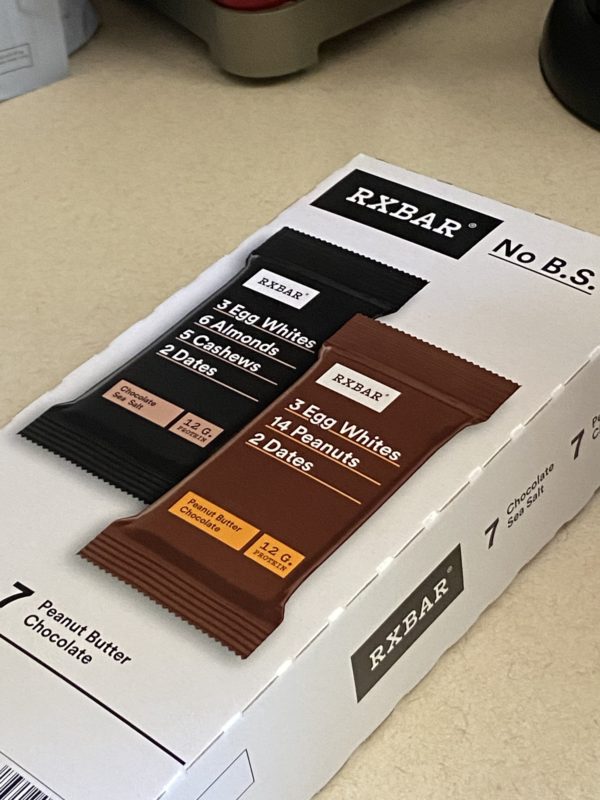 box of RX protein bars.