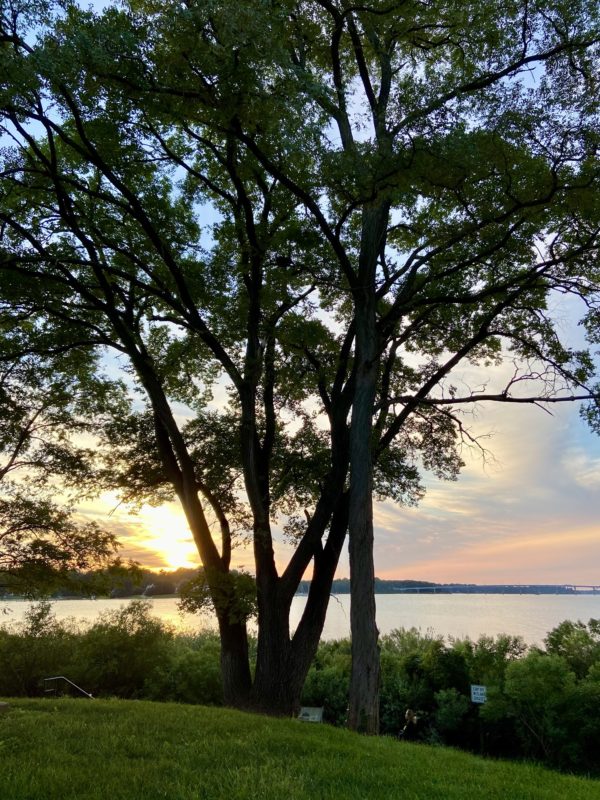 sunset over a river.