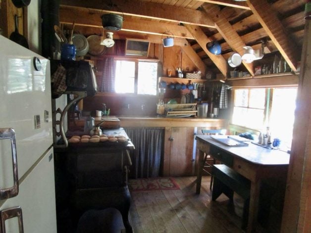 cabin kitchen.