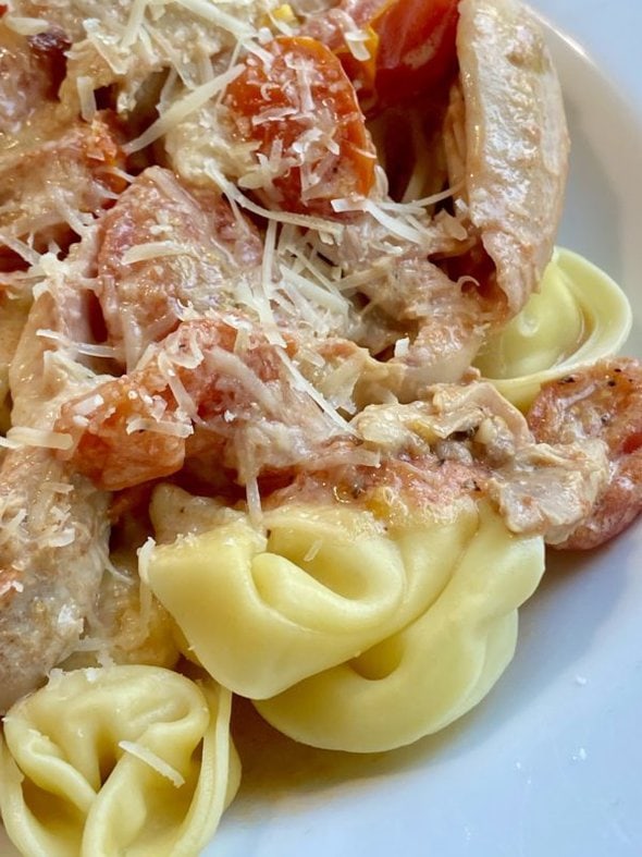 tortellini with tomatoes.