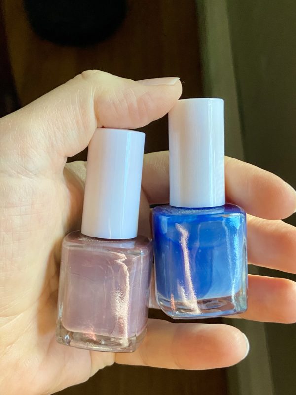 two bottles of nail polish.