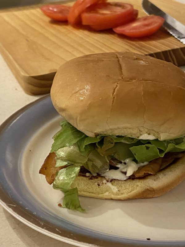 BLT in a burger bun.