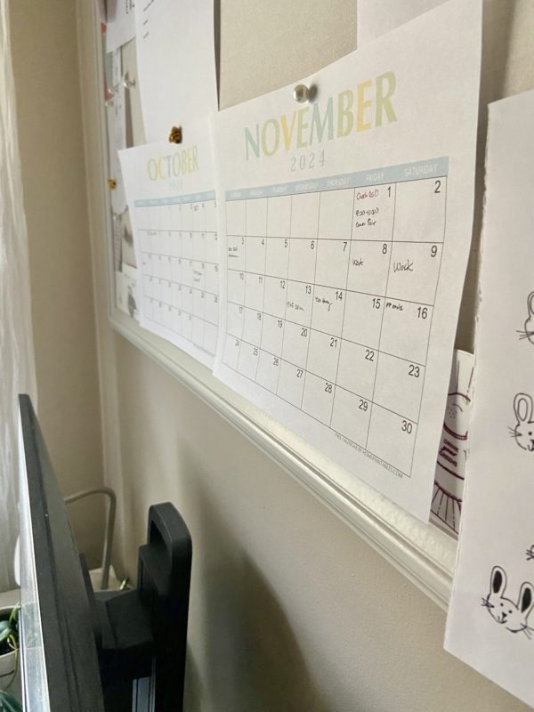 calendar pages on a bulletin board.