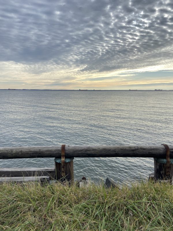 view out over open water.