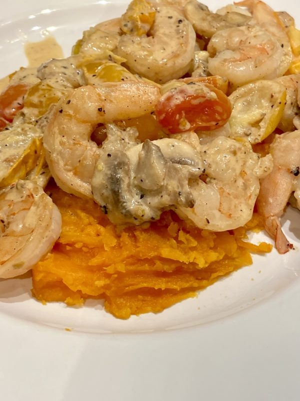 sweet potato and shrimp dish.