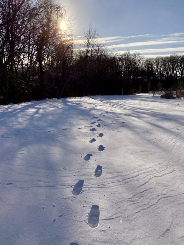 footprints in snow.