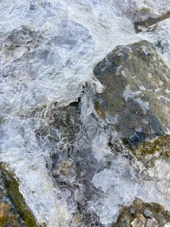 ice and rocks.