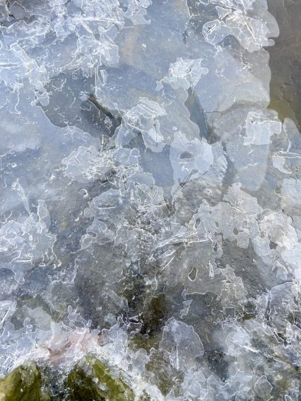 thin ice on water.