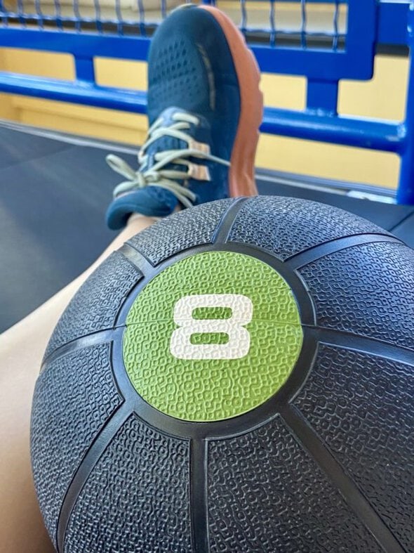 8 pound ball at the gym.