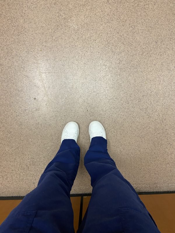 shoes in elevator.